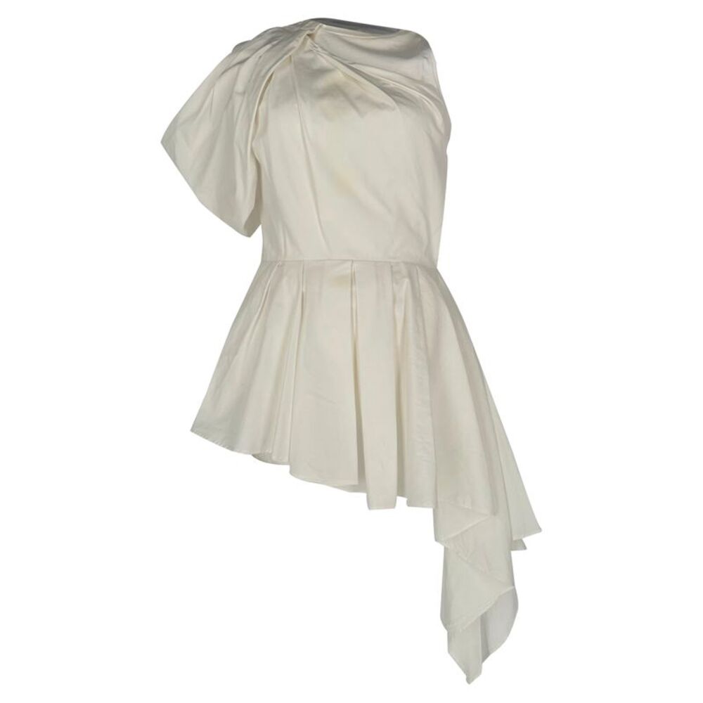 Alexander Mcqueen Asymmetric Draped Top in White Cotton